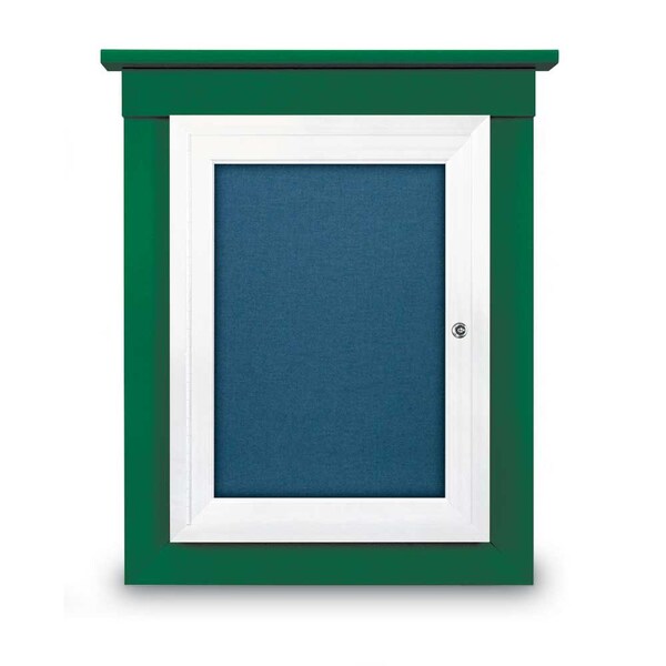 60"x48" 2-Door Enclosed Letterboard, Green Vinyl/Lt Oak